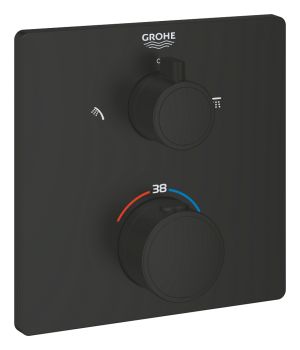 Внешняя часть термостата для душа GROHE Grohtherm на 2 потребителя, матовый черный (1022092430)