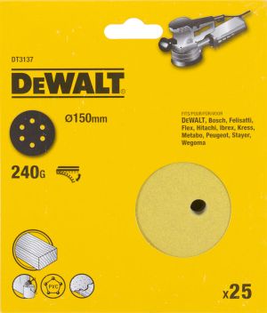 Шлифовальные круги DEWALT DT3137, 150 мм, 6 отверстий, 240G, 25 шт.