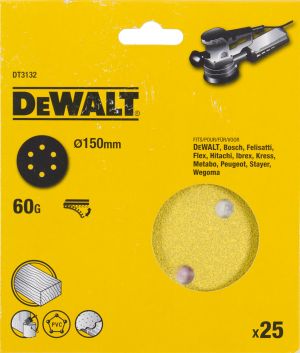 Шлифовальные круги DEWALT DT3132, 150 мм, 6 отверстий, 60G, 25 шт.