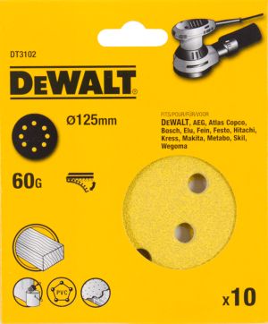 Шлифовальные круги DEWALT DT3102, 125 мм, 8 отверстий, 60G, 10 шт.
