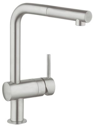 Смеситель для кухни GROHE Minta с вытяжным L-изливом, суперсталь (32168DC0)