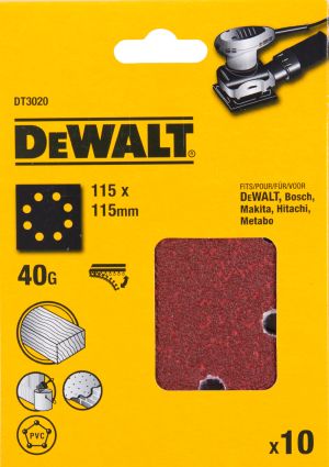 Шлифлисты перфорированные DEWALT DT3020, 115 x 115 мм, 40G, 10 шт.