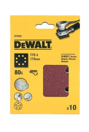 Шлифлисты перфорированные DEWALT DT3022, 115 x 115 мм, 80G, 10 шт.