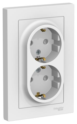 Розетка двойная с заземлением со шторками 16А Systeme Electric (Schneider Electric) Atlas Design, лотос ATN001326