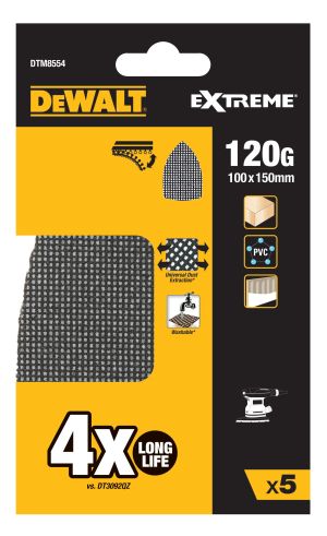 Сетчатые шлифлисты дельта DEWALT DTM8554, 100x150 мм, 120G, 5 шт. (DTM8554-QZ)
