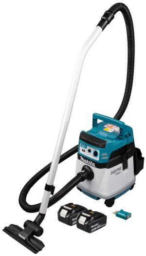 Аккумуляторный строительный пылесос Makita DVC157L, 2x18 В, 15 л, с 2 АКБ 5 Ач, без ЗУ (DUST-KITM12)