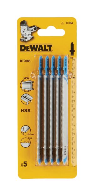 Пилка для лобзика DEWALT DT2085, по металлу HSS 132 x 108 x 1.2 x 3 мм, T318A, 5 шт.