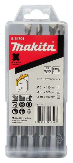 Набор буров Makita SDS-Plus Centering tip, 6х110/8х160/10х160, 5 шт. (B-54704)