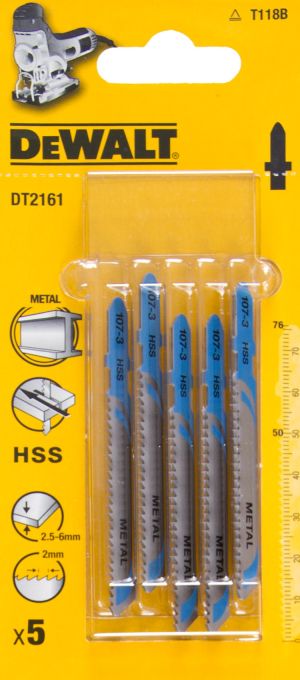 Пилка для лобзика DEWALT DT2161, по металлу HSS 76 x 50 x 2 x 6 мм, T118B, 5 шт.