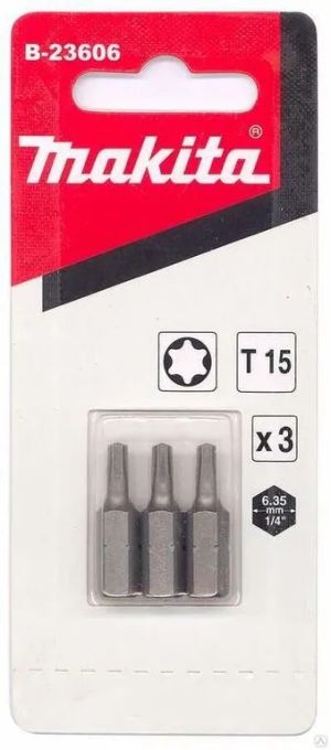 Бита Makita T15, 25 мм, хвостовик 1/4", 3 шт. (B-23606)