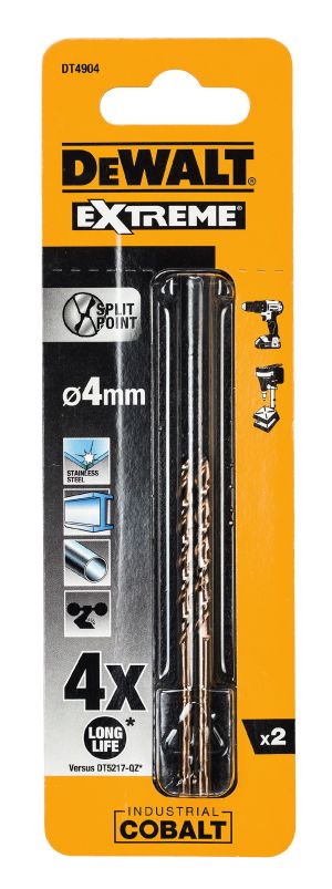 Сверло DEWALT DT4904, по металлу COBALT 5%, 4 x 75 x 43 мм, 2 шт.