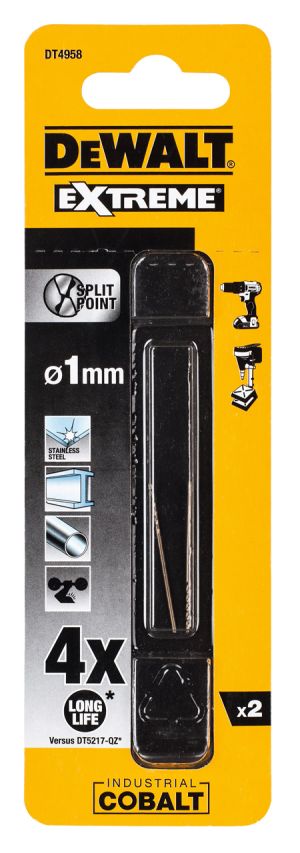 Сверло DEWALT DT4958, по металлу EX HSS-CO, 1.0 x 34 x 12 мм, 2 шт.