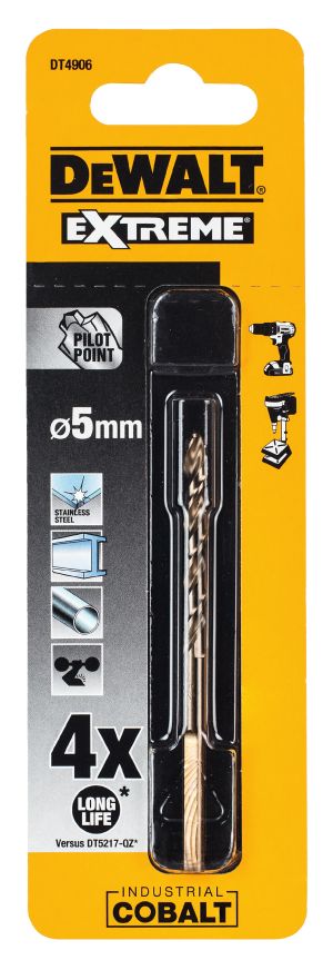 Сверло DEWALT DT4906, по металлу COBALT 5%, 5 x 86 x 46 мм
