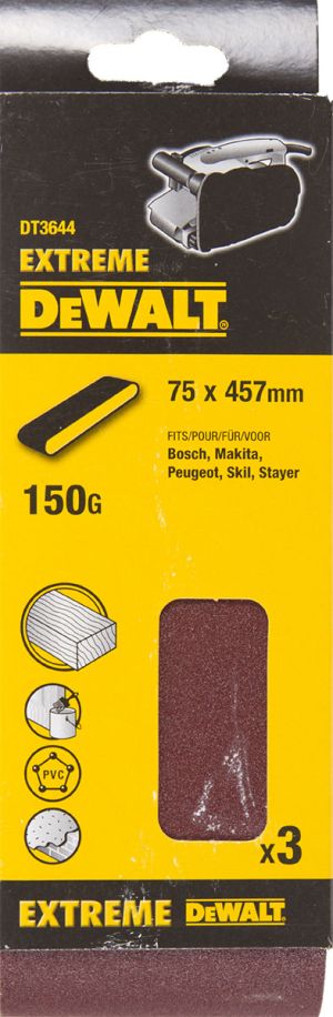Шлифленты DEWALT DT3644, 75 x 457 мм, 150G, 3 шт.
